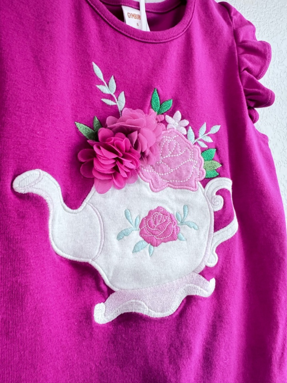 Gymboree Girls Tea Party Top & 2 Capri Leggings Lot Size 7/8 Pink Floral - Picture 14 of 16